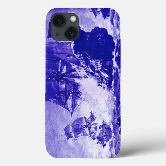 PIRATE SHIP BATTLE IN BLUE  Case-Mate iPhone CASE (Back)