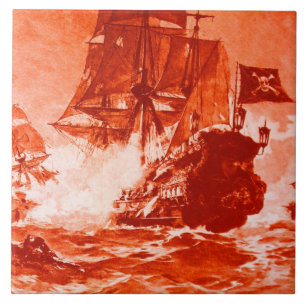 PIRATE SHIP BATTLE IN red Tile