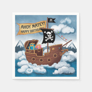 Pirate Ship Birthday Card - Ahoy Matey! Napkin