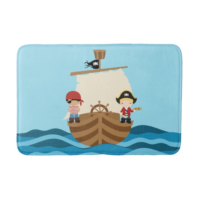 Pirate Ship Boy Bath Mat (Front)