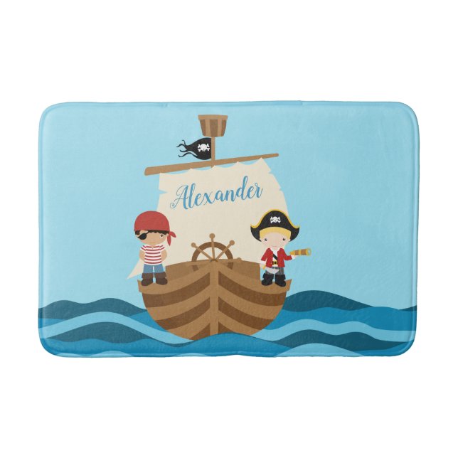 Pirate Ship Boy Bath Mat (Front)