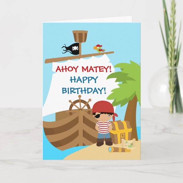 Pirate Ship Boy Birthday greeting Card (Front)