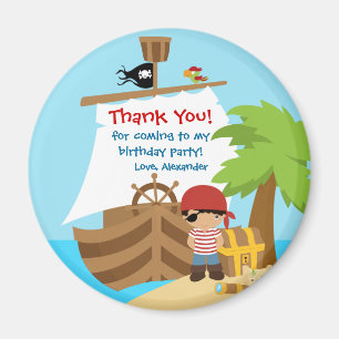 Pirate Ship Boy Birthday Party Thank You Magnet
