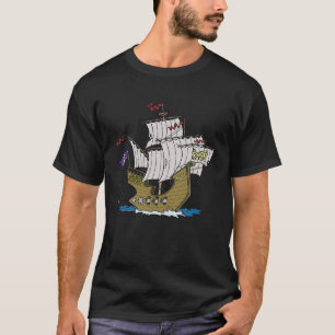 Pirate Ship Broadside Attack Firing Cannon Cannonb T-Shirt