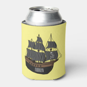 Pirate ship cartoon illustration  can cooler