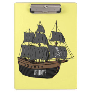 Pirate ship cartoon illustration clipboard