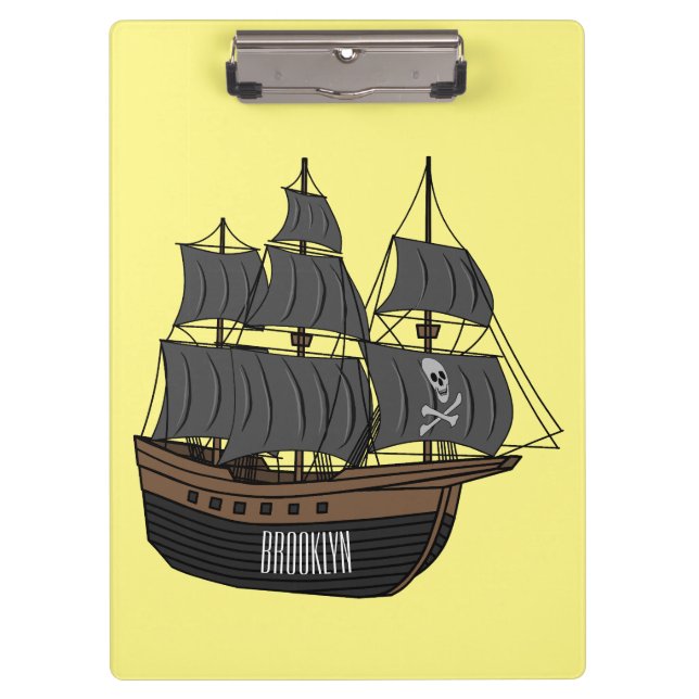 Pirate ship cartoon illustration  clipboard (Front)