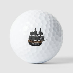 Pirate ship cartoon illustration golf balls
