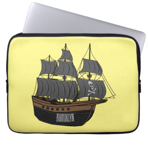 Pirate ship cartoon illustration laptop sleeve