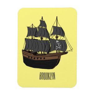 Pirate ship cartoon illustration  magnet