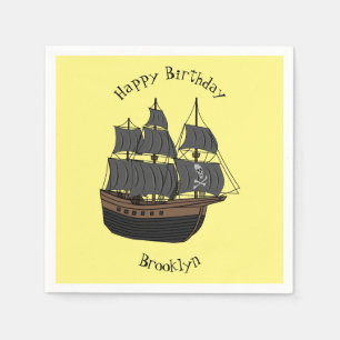 Pirate ship cartoon illustration napkin