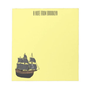 Pirate ship cartoon illustration notepad