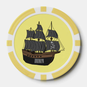 Pirate ship cartoon illustration poker chips