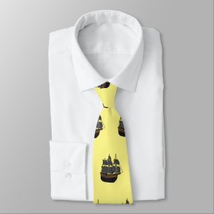 Pirate ship cartoon illustration  tie