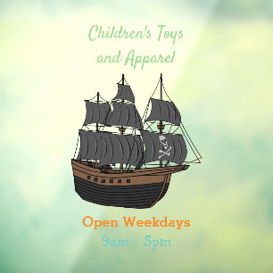 Pirate ship cartoon illustration window cling