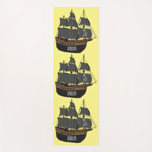 Pirate ship cartoon illustration  yoga mat