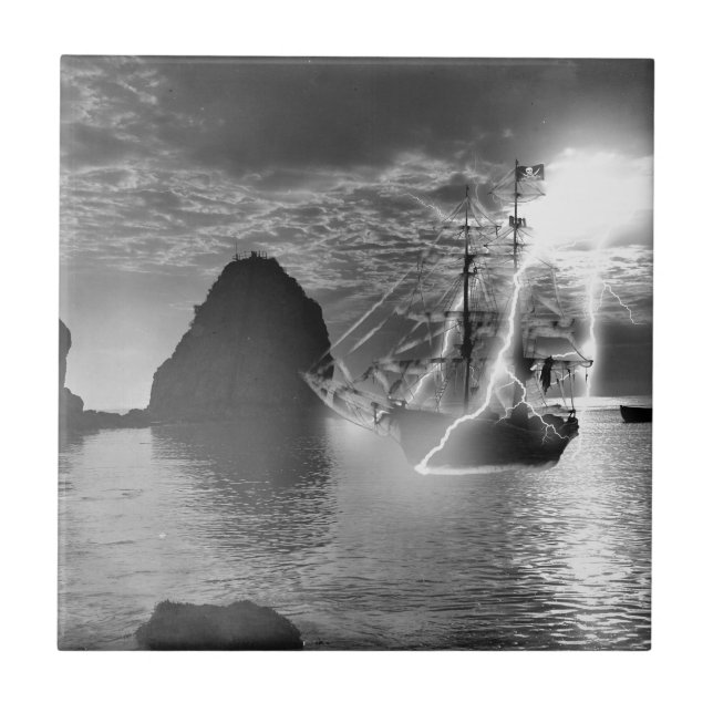 Pirate Ship Catalina Island Lightning Tile (Front)