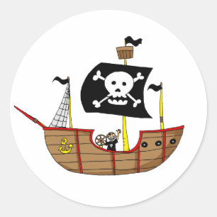 Pirate ship classic round sticker
