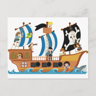 Pirate ship corsair postcard