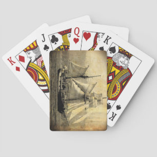 Pirate ship distressed playing cards