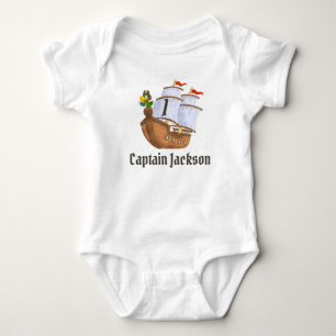 Pirate Ship First Birthday Name & Age Baby Bodysuit