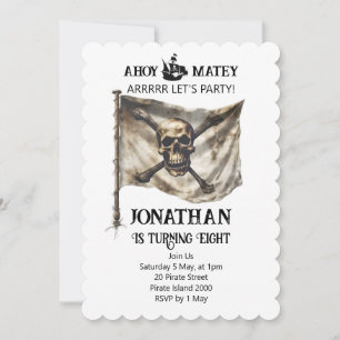 Pirate Ship Flag Birthday Invitation