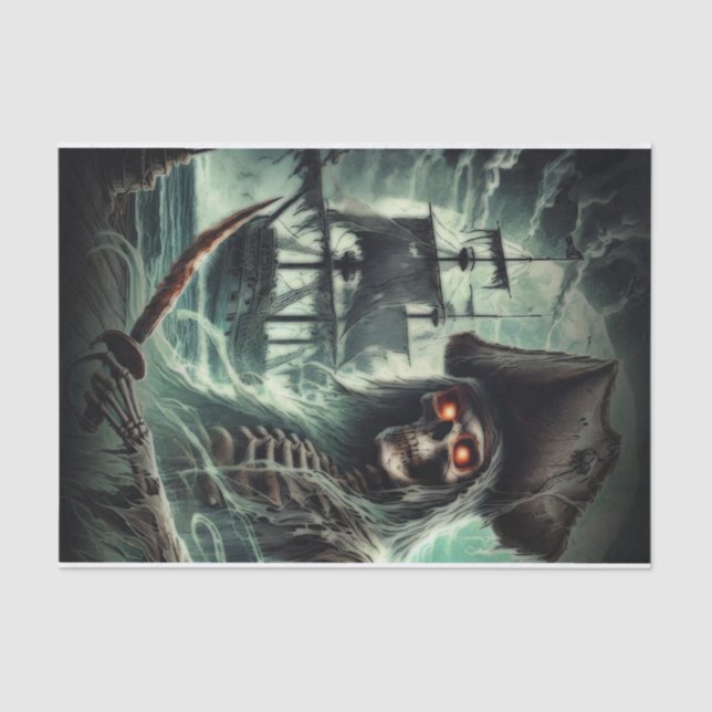 Pirate Ship Ghost Halloween Costume Party Tissue Paper (Front)