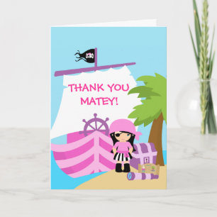Pirate Ship Girl Birthday Party Thank You Card