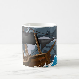 Pirate Ship in Storm Coffee Mug