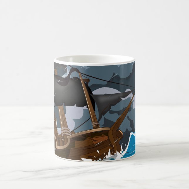 Pirate Ship in Storm Coffee Mug (Center)
