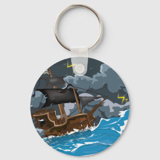 Pirate Ship in Storm Keychain