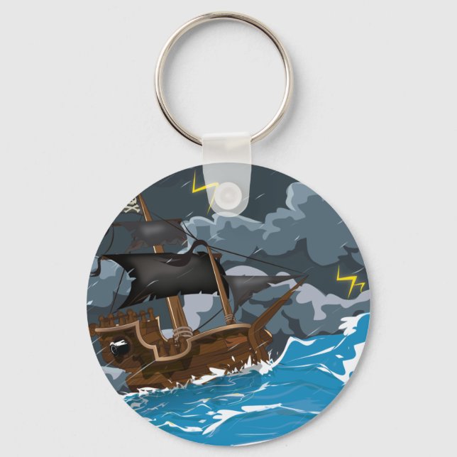 Pirate Ship in Storm Keychain (Front)