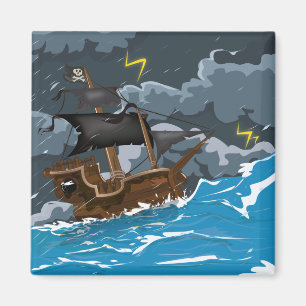 Pirate Ship in Storm Magnet