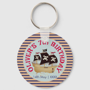 Pirate Ship Kids Birthday Party Keychain