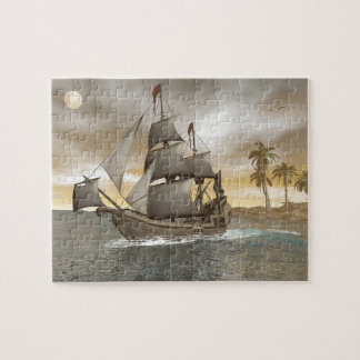 Pirate ship leaving - 3D render.j Jigsaw Puzzle