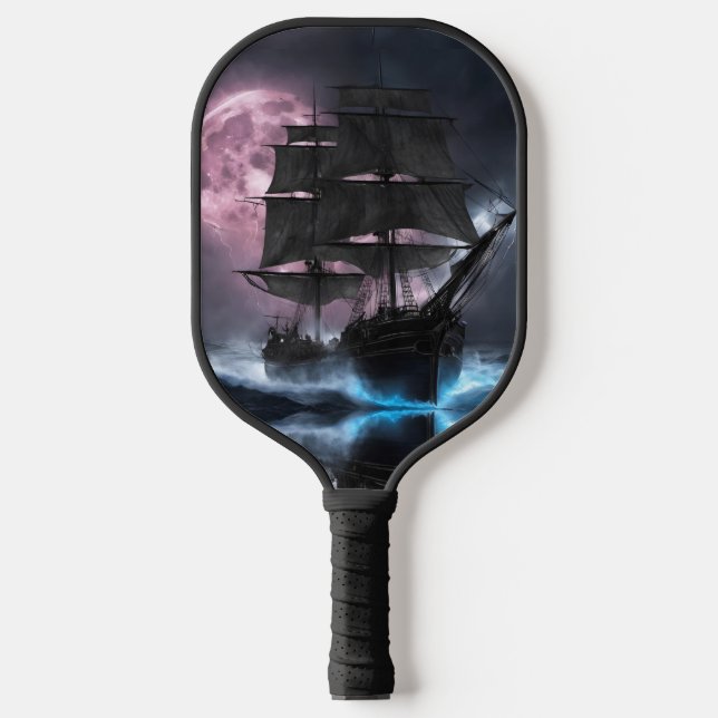 Pirate Ship lightning strawberry moon Personalize Pickleball Paddle (Front)