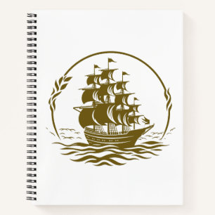 Pirate Ship Ocean World Wonder Adventure Vector  Notebook