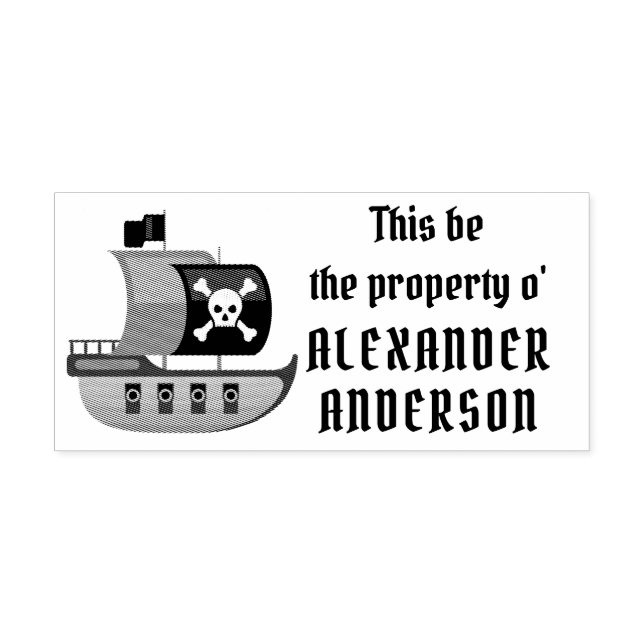Pirate Ship Personalize Rubber Stamp (Imprint)
