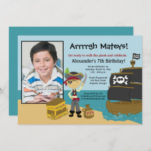 Pirate Ship Photo Boy's Birthday Invitation 5x7