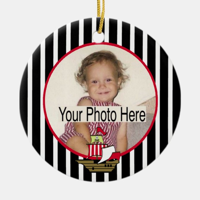 Pirate Ship Photo Ceramic Ornament (Front)
