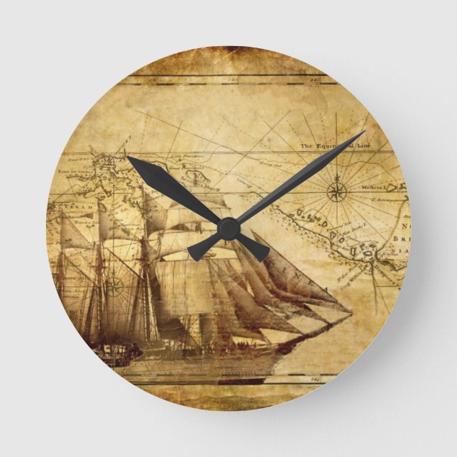 pirate ship round clock (Front)