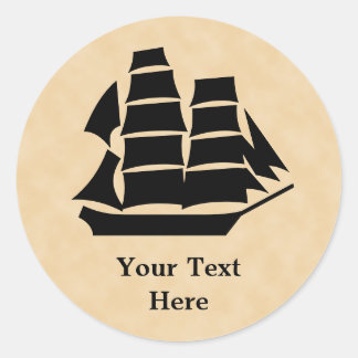 Pirate Ship. Sailing Ship. Classic Round Sticker