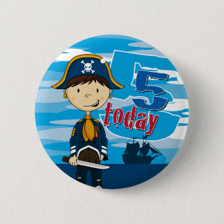 Pirate Ship Scene 5th Birthday Button Badge