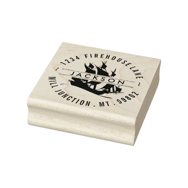Pirate Ship Silhouette Return Address Stamp (Stamp)