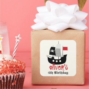 Pirate Ship Skeleton Birthday Party Favour Sticker