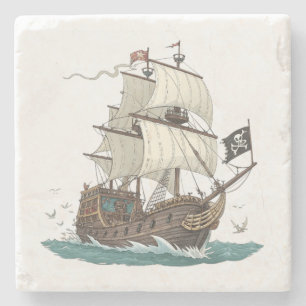 Pirate Ship Stone Coaster