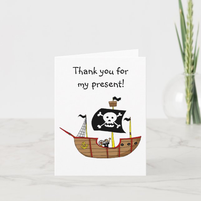 Pirate ship, Thank you for my present Card (Front)