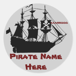 Pirate Ship Themed Birthday Party favour Classic Round Sticker