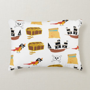 Pirate Ship Treasure Chest Theme Pattern Accent Pillow
