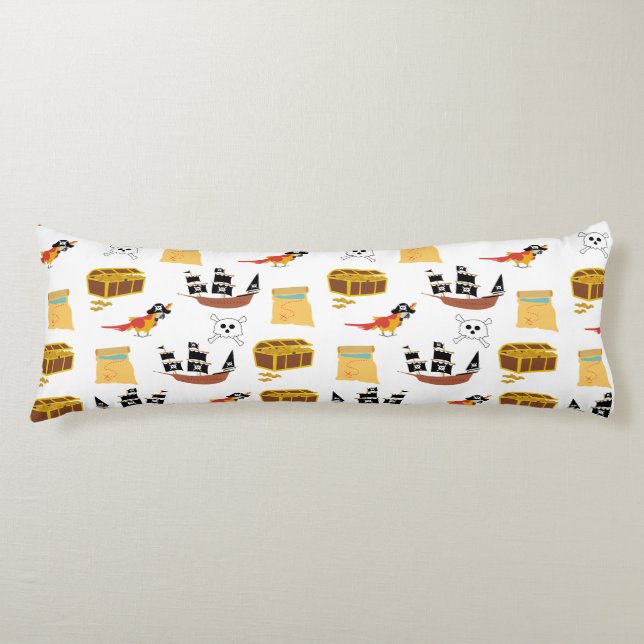 Pirate Ship Treasure Chest Theme Pattern Body Pillow (Front)